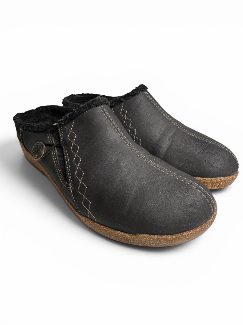 Earth Origins Aurora Johanna 2 Clogs 8.5 Gray Leather Fleece Lined Mule